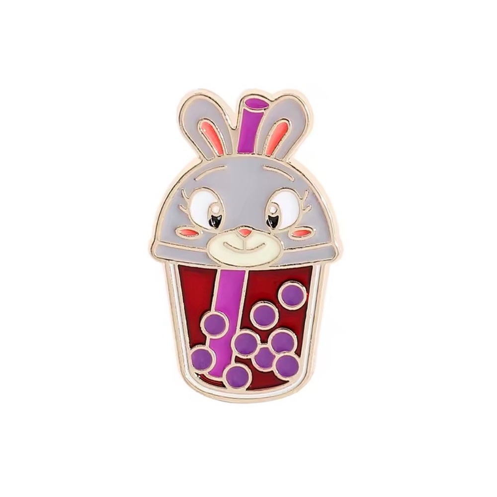 Zootopia Judy Hopps Disney Gray and Purple Bunny Bubble Tea Pin